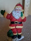 Vintage Ceramic Santa Claus Christmas Ornament With Bag Waving 4 5 
