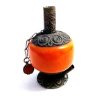 Antique Orange Bakelite Moroccan Kohl Eyeliner Vial Container Bottle 3 3 4  Vtg