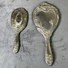 Art Nouveau Style Vintage Heavy Vanity Hand Mirrors Silver Plate Floral Scroll