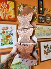 1970s Vintage Wooden Butterfly Wall Mount Mail Bill Key Letter Holder Organizer