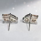 Radiant Pear Cut Moissanite   Pink Sapphire Stud Earrings  Toi Et Moi White Pink