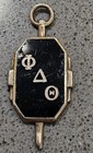 Vintage Phi Delta Theta Fraternity Key Pendant Gold Tone Black Enamel Fob