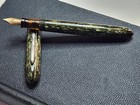 Vintage Conklin Glider Striated Green With Pointed Ends 5-1 8  Fountain Pen 