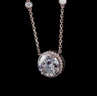 2 00ct Round Cut Lab Created Diamond Solitaire Pendant 14k Rose Gold Finish