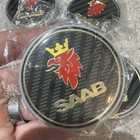 4pcs 63mm Saab Black Carbon Wheel Center Caps Hubcaps Rim Emblems Badges Usa 