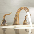    Bathroom Sink Faucet With 2 Handles 3 Holes Antique Brass Bathroom Vanity Fauc