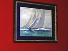 Authentic Original  34 Old Antique Nautical Ship Clipper Sailboat Waterco Signed