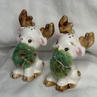 Vintage Christmas Salt And Pepper Shakers Lefton Japan  Reindeer  Wreaths  1669