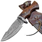 Handmade Damascus Steel Knife With Leather Sheath