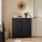 Black 4 Fabric Drawers Dresser Bedroom Chest Of Drawers Wooden Top For Closet