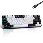 Mechanical Gaming Keyboard 60 Rgb Led Backlit 68 Keys Red Switch Wired White