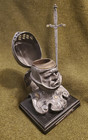 Rare Vintage Medieval Knight Inkwell W  Sword Letter Opener Desk Set        1423   