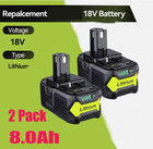 3 Pack For Ryobi P108 18v 8 0ah One  Plus High Capacity 18 Volt Lithium Battery