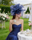 Sinamay Fascinator Hat Floral Feather Pillbox Derby Hats For Women Wedding Tea P