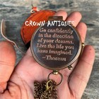 Vintage Brass Compass Engraved Poem Pocket Calendar Compass With Leather Case