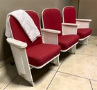 3 Theater Seats  Vintage Red Upholstered Tip-up Cinema Auditorium Seating  A44