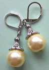 Chiffon Pale Yellow Glass Pearl  Simple Drop Earring Sp Leverback Xag