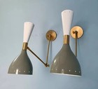 Pair  1950 s Mid Century Italian Diabolo Wall Sconce Light Fixture