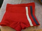 Vtg 60 70s Kmart Baby Boys 12 Mo Swim Shorts Red   White Nylon Bathing Suit