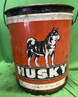 Vintage Husky Oil Company 5 Gallon Metal Motor Oil Can 35 Pound Lubricant Gear