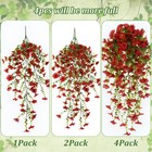 4pcs Artificial Flowers  Plastic Hanging Plants For Outdoor Porch Hanging Decor