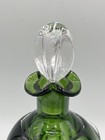 7  Vintage Golden Green Crown E   R Sweden Glass Decanter -6 Pc Shot Glasses Set