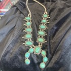 Vintage Navajo Blue Turquoise Sterling Squash Blossom Necklace Naja