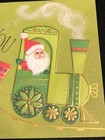 Vintage Hallmark Christmas Thank You Card Embossed Santa Train Reindeer Unused