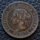 Old Canadian Coin 1881 H - One Cent Large Cent - Bronze - Queen Victoria