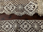 2 Pieces Antique Intricate Ecru Bobbin Lace Trim 3    X 2 Yds 34    2  X 2 Yds 31 