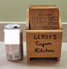 Vintage Leroy s Cajun Recipes Wood Carved Recipe Cards   Box