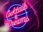 Cocktails And Dreams Bar Beer 24 x24  Vivid Led Neon Sign Light Lamp With Dimmer