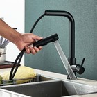 Matte Black Kitchen Sink Faucet Pull Down Sprayer Single Handle Swivel Mixer Tap
