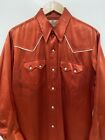 Vtg 60 s 70 s Dee Cee Burnt Orange Satin Cowboy Rodeo Western Shirt L Xl 16 Rare