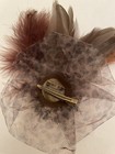 Retro Leopard Mesh Flower Tulle Fancy Feathers Hair Clip Fascinator Brooch Pin