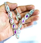 Ab Crystal Choker Rhinestone Necklace Earring Set Bridal Prom Pageant