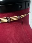 Vtg Unique Bamboo Green Stone Pendant Bib Necklace Lightweight Choker Boho Hippi