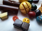 Vintage Bakelite  Plastic Novelty Assrt  Shape Multicolor Buttons Lot 21-50 Pcs