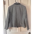 Kasper Houndstooth Blazer Black Trim Career Office Jacket Size 10