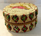 Vintage Native American 1st Nations Lidded Box  Bark Patterns   Bird floral Lids