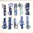 Floral Butterfly Vintage Book Spine Stickers Blue Junk Journal Collage Scrapbook