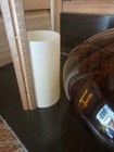 Vintage Mcm Amber Optic Glass Globe Saucer Swag Hanging Lamp Light Shade Read