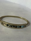 Vintage Silver Alpaca Mexico Abalone Inlay Hinged Bracelet Measuring 2 5 Inch Ac