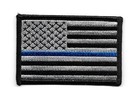 Blue Line Black   Silver Usa American Flag Law Enforcement Police Patch