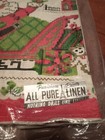 Vtg Parisian Prints Christmas Linen Dish Towels Lot 2 Santa In Sleigh Carolers 
