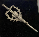 Large Antique  Vintage Scottish Sword Brooch With Stag   s Head - C Clasp