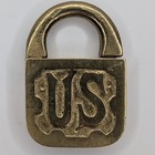 Vintage  us  Small Brass Padlock W  Key