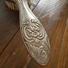 Antique Victorian Design Silver Plate Hair Brush Floral Heavy Ornate Embossed