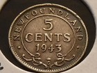 1943 C Newfound Canada   5 Cents   925 Silver Coin   Km 19   Nice Silver Coin
