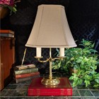 Vintage Brass Double Candlestick Table Lamp Classic Traditional Desk Light Shade